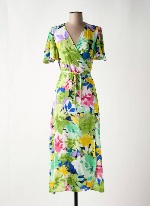 Robe longue manches courtes manches courtes vert RETRO & ICONE femme