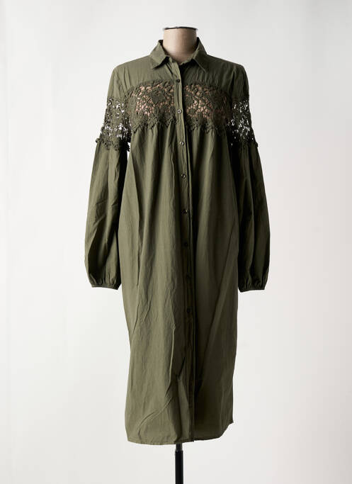 Robe mi-longue manches longues manches longues vert BANDITAS FROM MARSEILLE femme