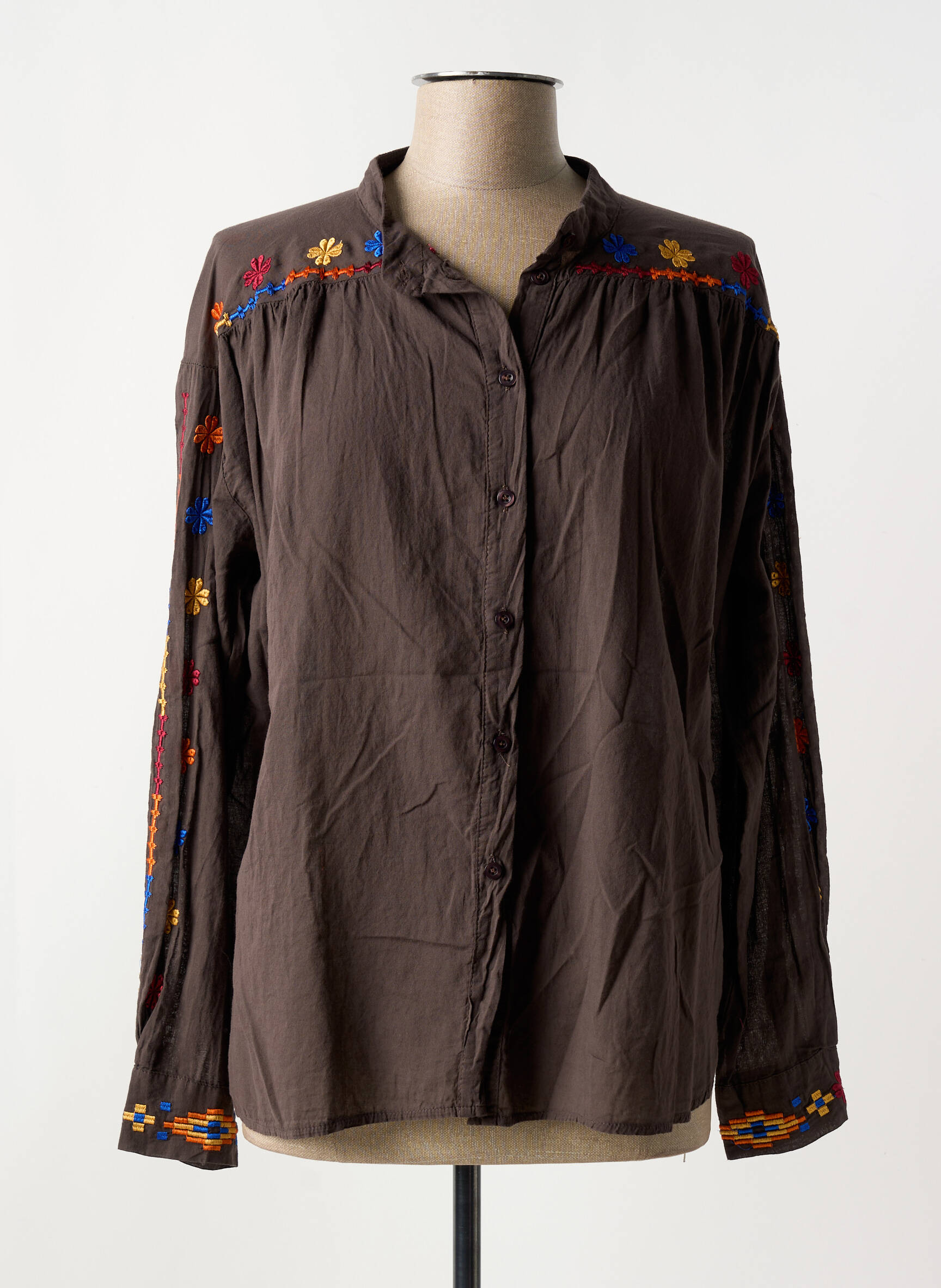 Chemisier Tissage Popeline Marron Johanna Paris Femme 2578602