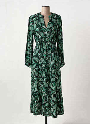 Robe longue manches longues manches longues vert ANGE femme