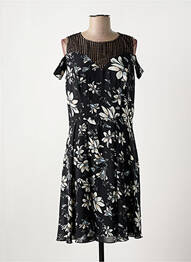 Robe mi-longue coupe fluide manches courtes noir PAUL BRIAL femme