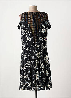 Robe mi-longue imprimé fleurs manches courtes noir PAUL BRIAL femme