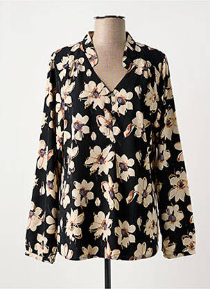 Blouse imprimé fleurs manches longues noir HALOGENE femme