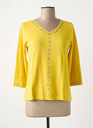 Pull coupe cintrée manches 3/4 jaune TRIPODE femme