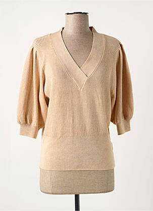 Pull stretch manches 3/4 beige TRAMONTANA femme