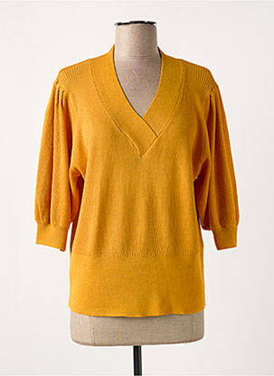 Pull col v manches 3/4 orange TRAMONTANA femme