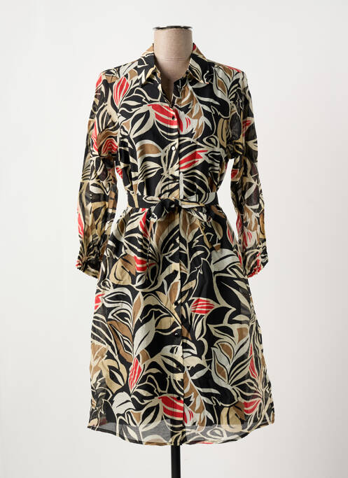 Robe mi-longue imprimé fantaisie manches longues noir TRAMONTANA femme