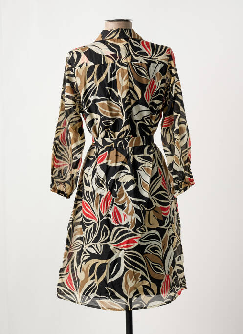 Robe mi-longue imprimé fantaisie manches longues noir TRAMONTANA femme