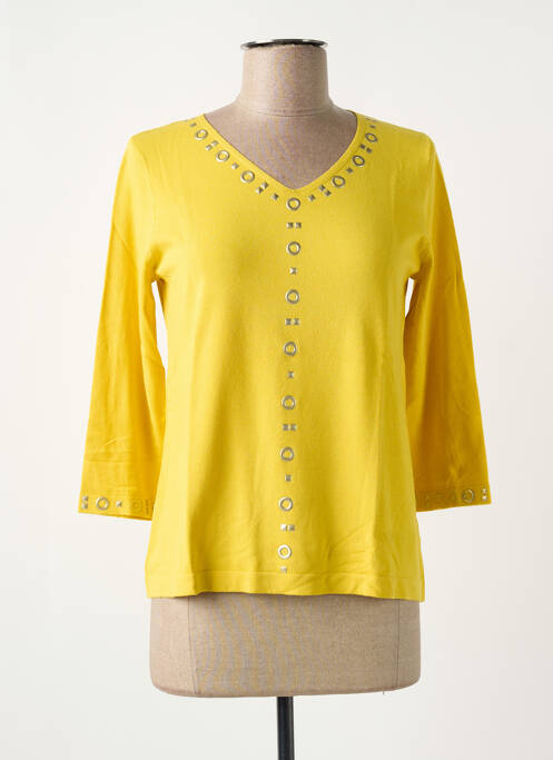 Pull coupe cintrée manches 3/4 jaune TRIPODE femme