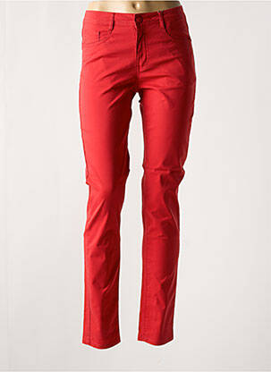 Pantalon slim tissage popeline taille normale rouge YOULINE femme