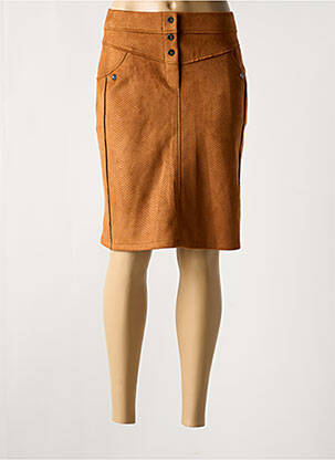 Jupe mi-longue stretch marron LILI & CAROLINE femme