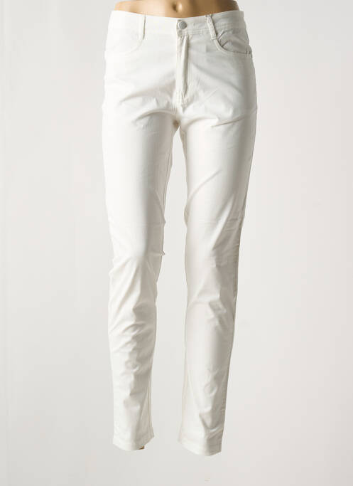 Pantalon slim tissage popeline taille normale blanc YOULINE femme
