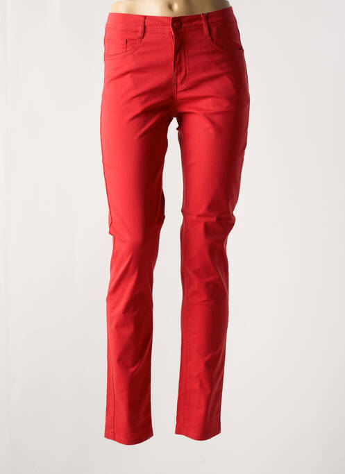Pantalon slim tissage popeline taille normale rouge YOULINE femme