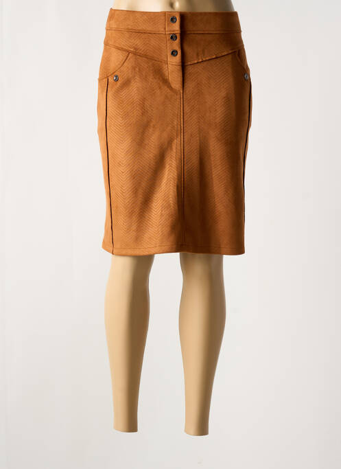Jupe mi-longue taille normale marron LILI & CAROLINE femme