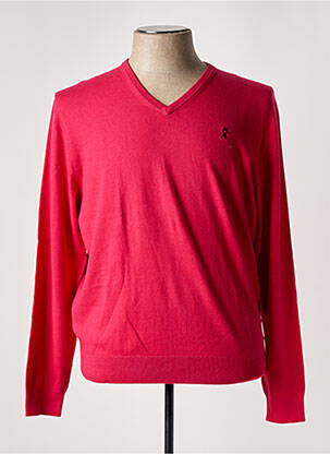 Pull col v manches longues rouge VICOMTEA homme