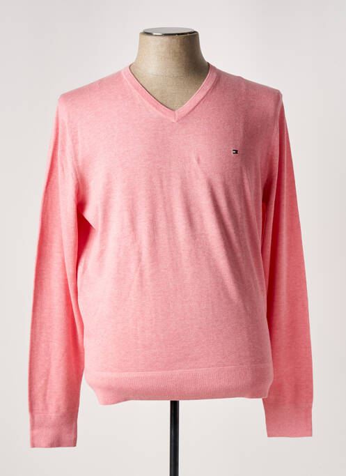 Pull col v manches longues rose TOMMY HILFIGER homme
