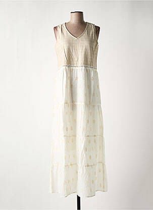 Robe longue coupe évasée sans manche beige SENORETTA femme
