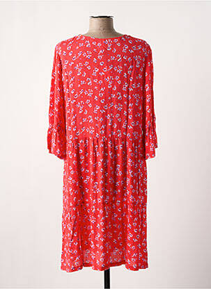 Robe mi-longue coupe fluide manches 3/4 rouge SENORETTA femme