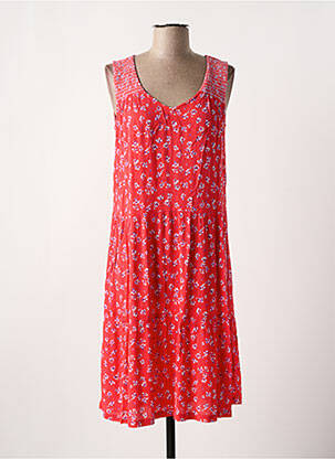Robe mi-longue imprimé fleurs sans manche rouge SENORETTA femme