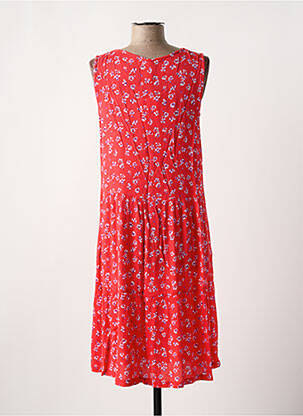 Robe mi-longue imprimé fleurs sans manche rouge SENORETTA femme