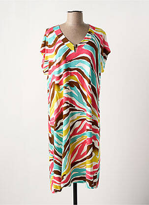 Robe mi-longue manches courtes manches courtes bleu SENORETTA femme