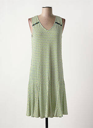 Robe mi-longue imprimé fantaisie sans manche vert SENORETTA femme