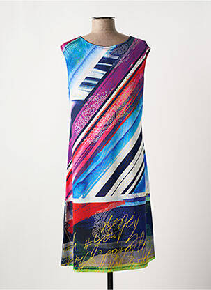 Robe mi-longue coupe fluide sans manche bleu VANIA femme