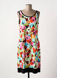 Robe mi-longue imprimé fleurs sans manche vert VANIA femme