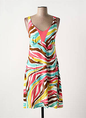 Robe mi-longue col v fines bretelles bleu VANIA femme