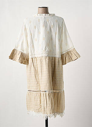 Robe mi-longue manches 3/4 manches 3/4 beige SENORETTA femme