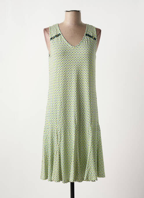 Robe mi-longue imprimé fantaisie sans manche vert SENORETTA femme