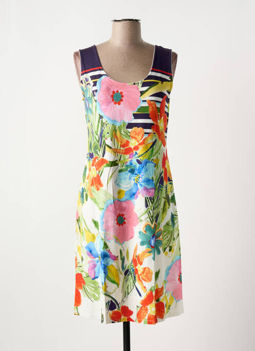 Robe courte imprimé fleurs sans manche vert VANIA femme