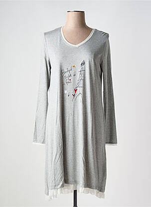 Chemise de nuit col v gris RINGELLA femme