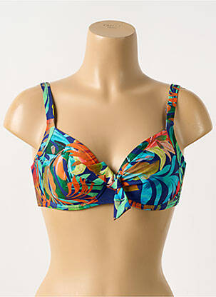 Haut de maillot de bain stretch haut soutien-gorge emboitant bleu LIDEA femme