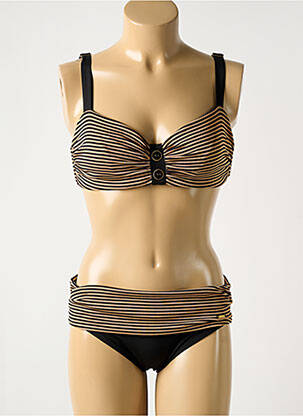 Maillot de bain 2 pièces stretch haut soutien-gorge balconnet marron LIVIA femme