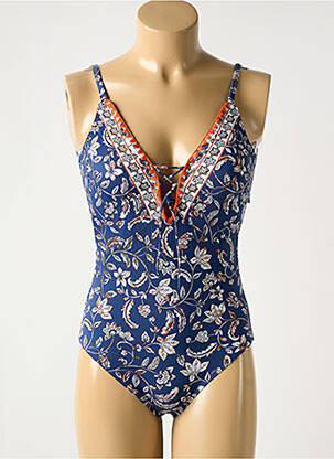 Maillot de bain 1 pièce stretch haut soutien-gorge moulé bleu OLYMPIA femme