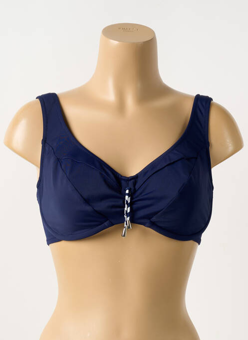 Haut de maillot de bain stretch haut soutien-gorge emboitant bleu LIDEA femme