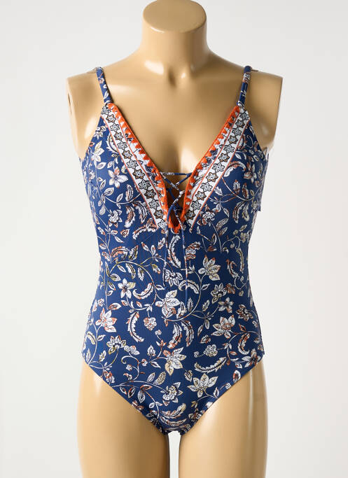 Maillot de bain 1 pièce stretch haut soutien-gorge moulé bleu OLYMPIA femme
