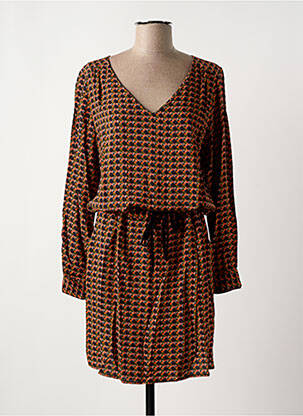 Robe mi-longue manches longues manches longues orange LE PETIT BAIGNEUR femme