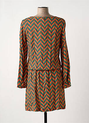 Robe mi-longue manches longues manches longues orange LE PETIT BAIGNEUR femme