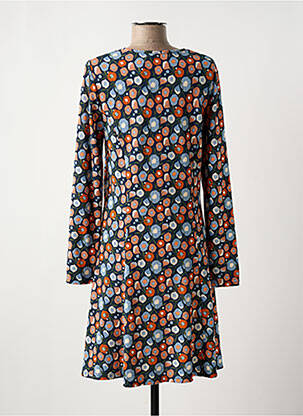 Robe mi-longue imprimé fleurs manches longues bleu MD'M femme