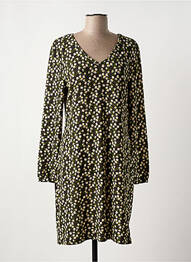 Robe mi-longue imprimé fleurs manches longues vert MD'M femme