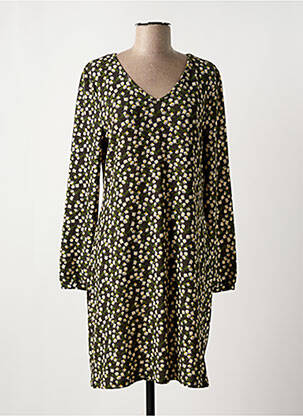 Robe mi-longue imprimé fleurs manches longues vert MD'M femme