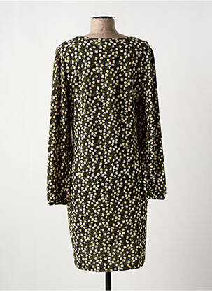 Robe mi-longue imprimé fleurs manches longues vert MD'M femme