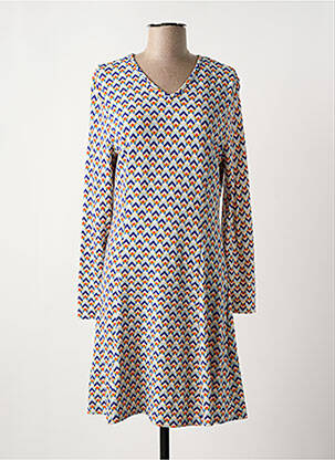 Robe mi-longue manches longues manches longues bleu MD'M femme