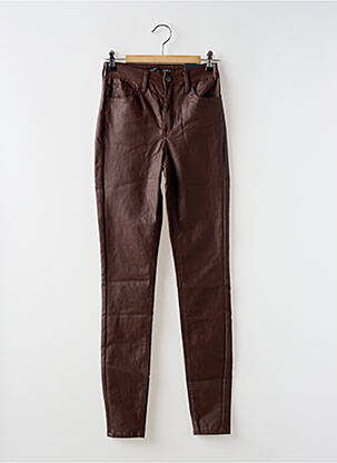 Pantalon slim tissage enduit taille haute marron TIFFOSI femme