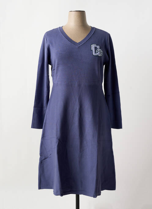 Robe pull col v manches longues bleu SHEEGO femme