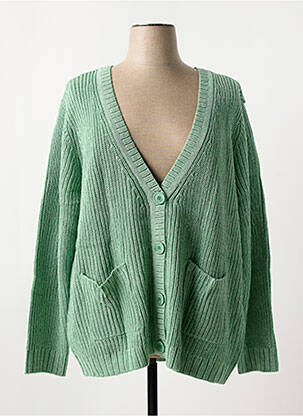 Gilet manches longues fermeture boutonnée sur le devant vert SHEEGO femme