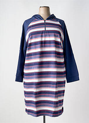 Robe mi-longue manches longues manches longues bleu SHEEGO femme