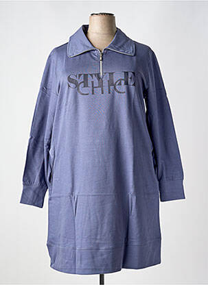Robe mi-longue manches longues manches longues bleu SHEEGO femme